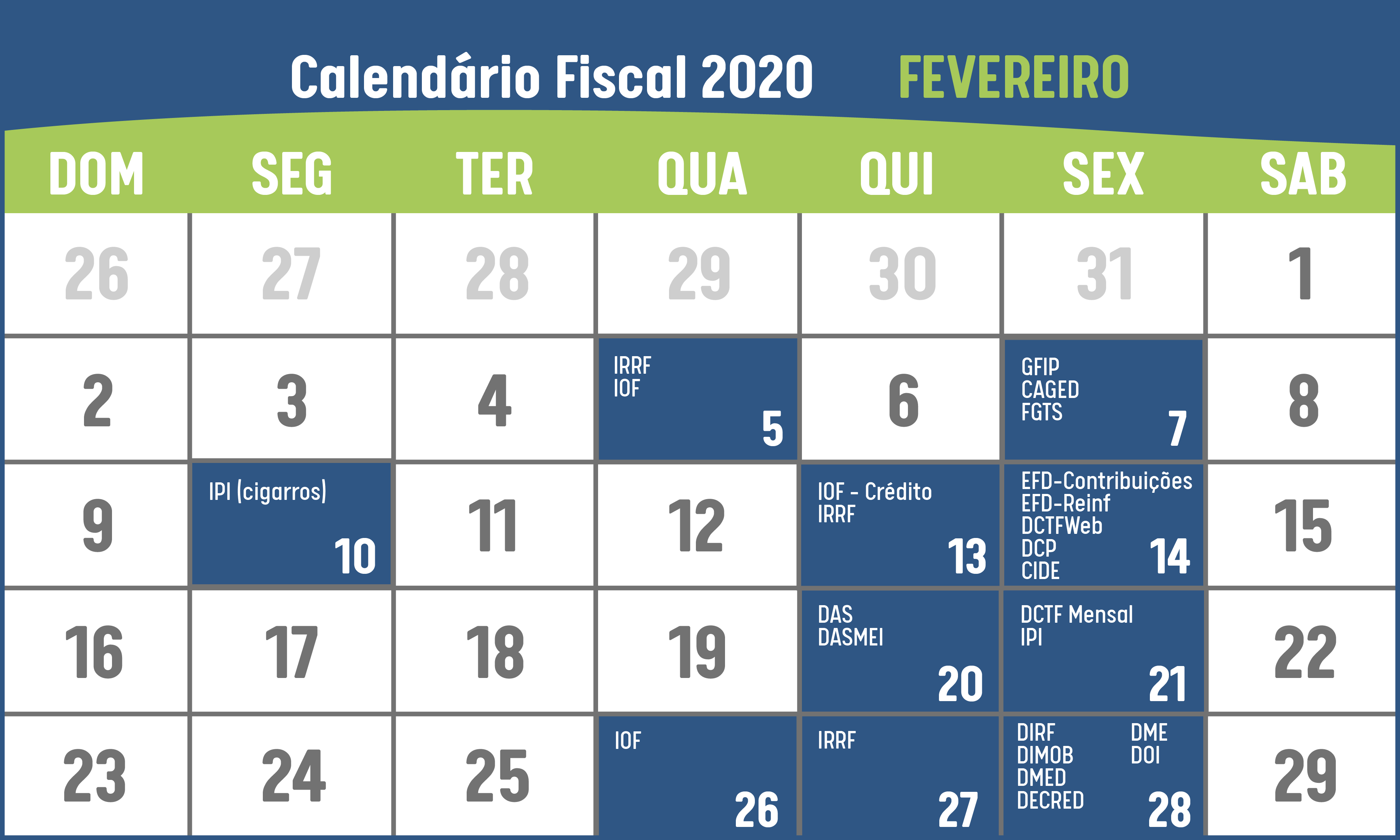 calendário fiscal